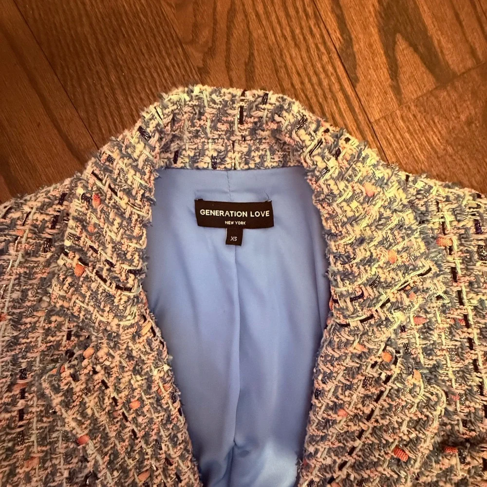 Generation Love SzXS Perfect Cond. Multicolor/Blue Tweed Blazer. Super cute. - Picture 4 of 6